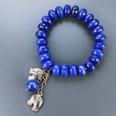 Bracciale Di Pietre Dure Rondelle 12mm Sfaccettate Con Pendenti In Ottone - Giada zaffiro Bracciale Di Pietre Dure Rondelle 12mm Sfaccettate Con Pendenti In Ottone - Giada zaffiro