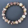 Bracciale Di Perline Lisce di Diaspro Zebrato 10mm Con Centrale di Ottone e Zirconi