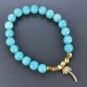 Bracciale Di Pietre Dure E Charms Di Ottone Con Zirconi Giada Turchese