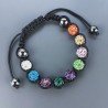 Bracciale Shamballa Con Strass e Pietre dure Ematite Con Chiusura Sali E Scendi Multicolore da 9pz