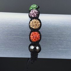 Bracciale Shamballa Con Strass e Pietre dure Ematite Con Chiusura Sali E Scendi Multicolore da 9pz