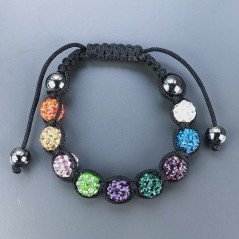 Bracciale Shamballa Con Strass e Pietre dure Ematite Con Chiusura Sali E Scendi Multicolore da 9pz