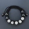 Bracciale Shamballa Con Strass e Pietre dure Ematite Con Chiusura Sali E Scendi Bianchi da 5pz