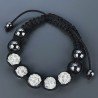 Bracciale Shamballa Con Strass e Pietre dure Ematite Con Chiusura Sali E Scendi Bianchi da 5pz