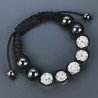 Bracciale Shamballa Con Strass e Pietre dure Ematite Con Chiusura Sali E Scendi Bianchi da 5pz