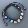Bracciale Shamballa Con Strass e Pietre dure Ematite Con Chiusura Sali E Scendi Multicolore da 7pz
