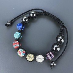 Bracciale Shamballa Con Strass e Pietre dure Ematite Con Chiusura Sali E Scendi Multicolore da 7pz