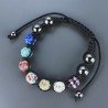 Bracciale Shamballa Con Strass e Pietre dure Ematite Con Chiusura Sali E Scendi Multicolore da 7pz