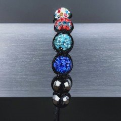 Bracciale Shamballa Con Strass e Pietre dure Ematite Con Chiusura Sali E Scendi Multicolore da 7pz