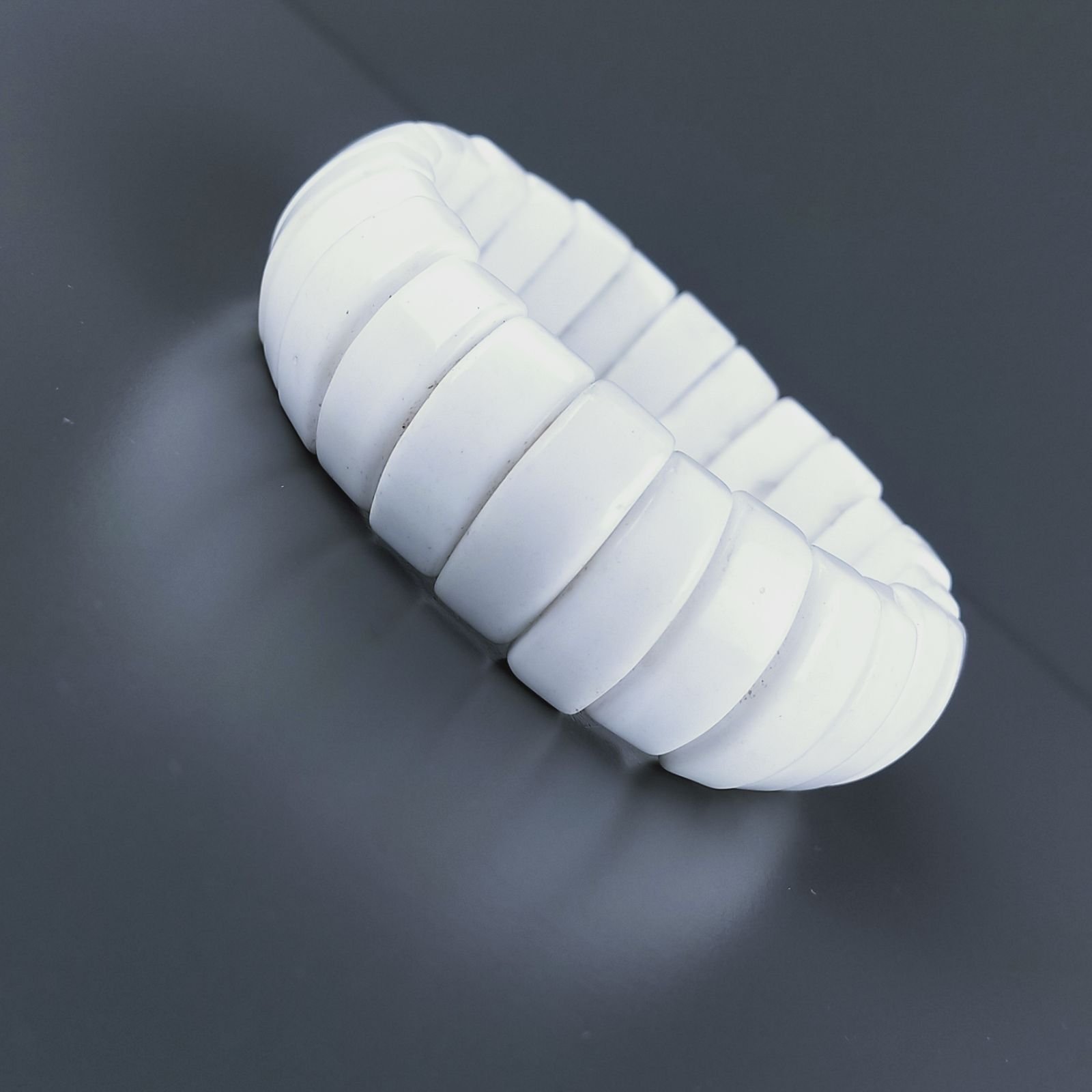 Bracciale Di Agata Bianco Rettangolare 20mm in Elastico