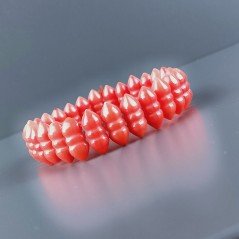 Bracciale Di Corallo Bambu Rosso 14mm Forma Etnica in Elastico