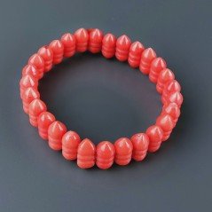 Bracciale Di Corallo Bambu Rosso 14mm Forma Etnica in Elastico