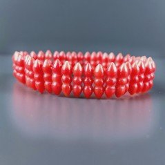 Bracciale Di Corallo Bambu Rosso 12mm Forma Etnica in Elastico
