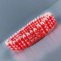 Bracciale Di Corallo Bambu Rosso 12mm Forma Etnica in Elastico