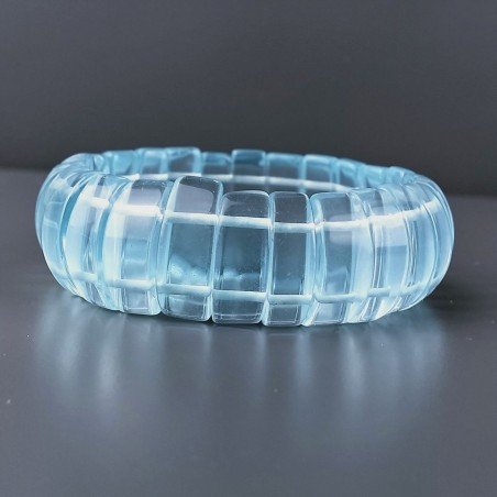 Bracciale Di Cristallo di Rocca Acquamarina Rettangolare 20mm in Elastico