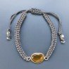 Bracciale Intrecciato con Centrale di Quarzo Citrino e e Chisura Sali e Scendi