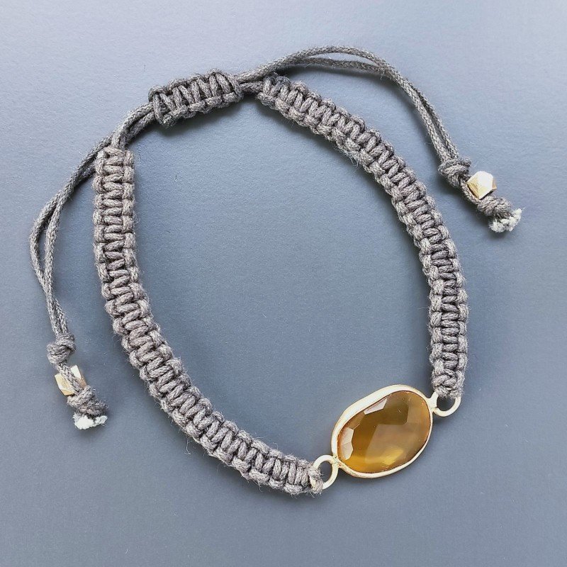 Bracciale Intrecciato con Centrale di Quarzo Citrino e e Chisura Sali e Scendi