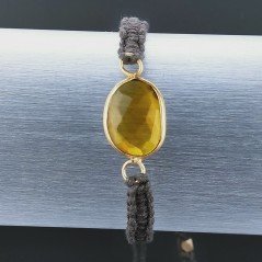 Bracciale Intrecciato con Centrale di Quarzo Citrino e e Chisura Sali e Scendi