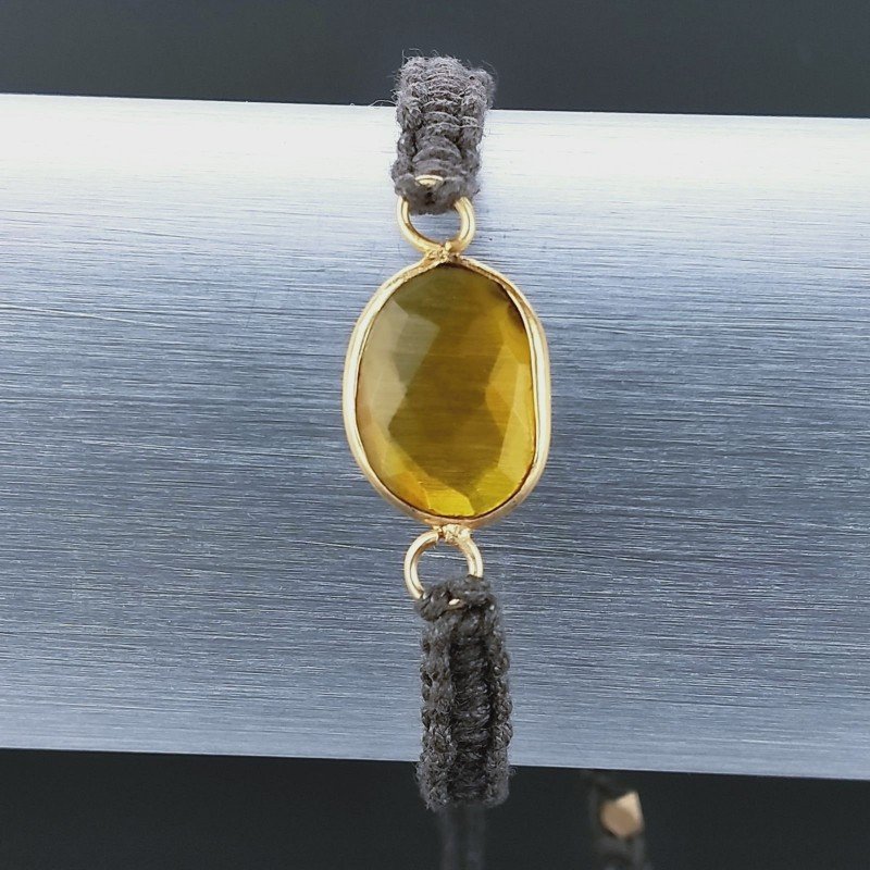 Bracciale Intrecciato con Centrale di Quarzo Citrino e e Chisura Sali e Scendi