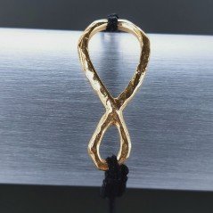 Bracciale Intrecciato con Centrale in Ottone Dorato a Forma Infinito e Chiusura Sali e Scendi
