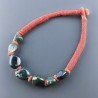 Collana girocollo di seta indiana rossa con sassi agata muschiata