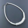 Collana girocollo cannuccia bianca con cristallo bianco rondelle sfac
