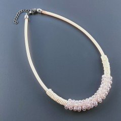 Collana girocollo cannuccia rosa con cristallo rosa rondelle sfac