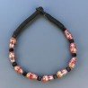 Collana girocollo di seta indiana nera con vetro di murano mattone lavorato gocce liscio