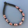 Collana girocollo di seta indiana nera con vetro di murano mattone lavorato gocce liscio