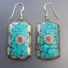 Orecchini tibetano in arte etnica simbolica con colori tradizionali