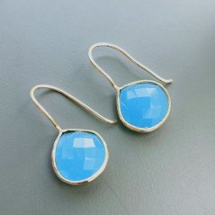 Orecchini Di Ottone dorato satinato con calcidonia turchese briolette sfac - Modello A66