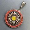 Ciondolo in Ottone Argentato Stile Etnico Simbolico Tibetano con Colori Tradizionali 1pz