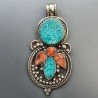 Ciondolo in Ottone Argentato Stile Etnico Simbolico Tibetano con Colori Tradizionali 1pz