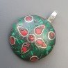 Ciondolo in Ottone Argentato Stile Etnico Simbolico Tibetano con Colori Tradizionali 1pz