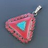 Ciondolo in Ottone Argentato Stile Etnico Simbolico Tibetano con Colori Tradizionali 1pz