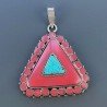 Ciondolo in Ottone Argentato Stile Etnico Simbolico Tibetano con Colori Tradizionali 1pz