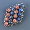 Ciondolo in Ottone Argentato Stile Etnico Simbolico Tibetano con Colori Tradizionali 1pz