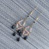 Orecchini Chandelier Con Catena Dorato,Pietra Di Sole E Spinello Nero Gocce Tondo Sfaccettate A Mano