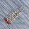 Orecchini Pioggia A Nodo Orafo Dorato Con Opalina 6 Fili E Corallo Bamboo Rosso Cilindro Liscio A Mano