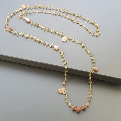 Collana A Nodo Orafo Dorato con Quarzo Citrino E Pietra Di Luna Beige