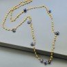 Collana A Nodo Orafo Rosato Con Agata Gialla E Iolite