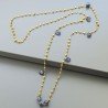 Collana A Nodo Orafo Rosato Con Agata Gialla E Iolite