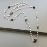 Collana A Nodo Orafo Rosato Con Labradorite Bianca,Spinello E Onice Nero
