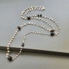 Collana A Nodo Orafo Rosato Con Labradorite Bianca,Spinello E Onice Nero