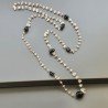 Collana A Nodo Orafo Rosato Con Labradorite Bianca,Spinello E Onice Nero