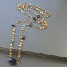 Collana A Nodo Orafo Rosato Con Quarzo Citrino E Iolite
