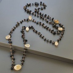 Collana A Nodo Orafo Rosato Con Onice Nera E Quarzo Rutillato Oro