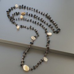 Collana A Nodo Orafo Rosato Con Onice Nera E Quarzo Rutillato Oro