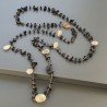 Collana A Nodo Orafo Rosato Con Onice Nera E Quarzo Rutillato Oro