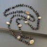 Collana A Nodo Orafo Rosato Con Onice Nera E Quarzo Rutillato Oro